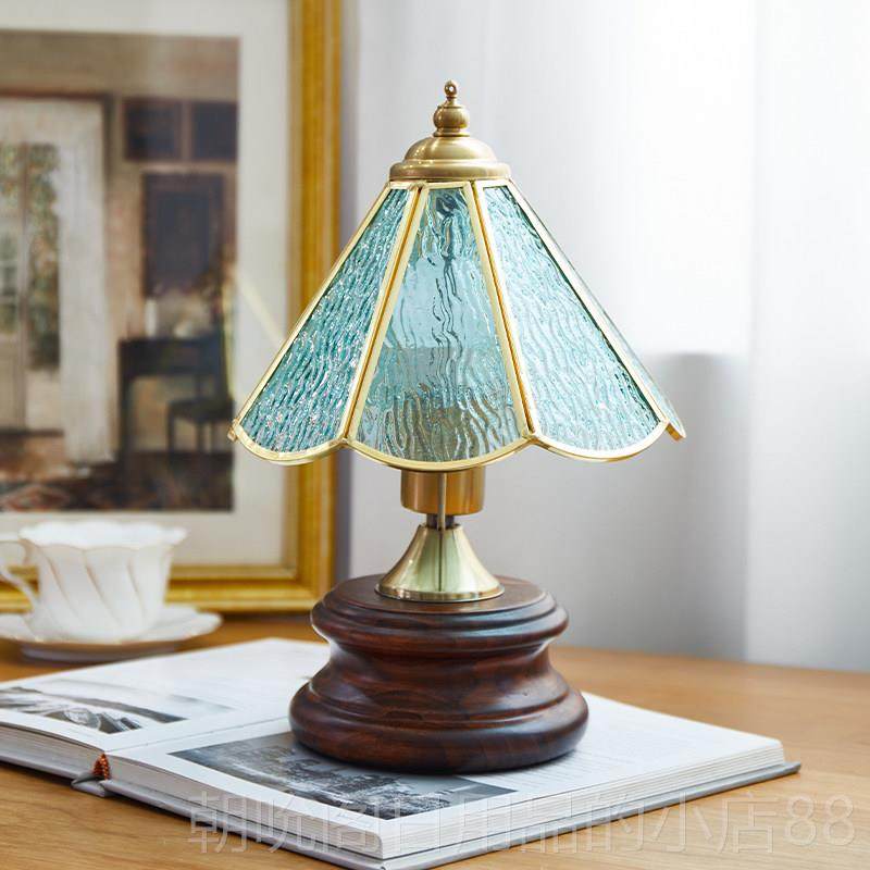 高档法花朵式台灯Murn复古琉璃卧室头灯客厅床北欧装饰乡村小台a
