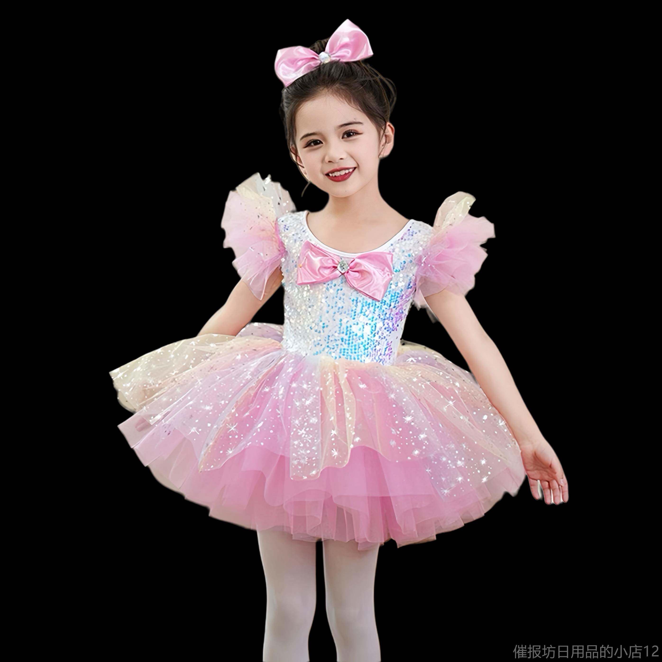 正品棒幼糖儿童演出服粉色可爱蓬蓬棒子儿园公主裙裙表演舞蹈服装