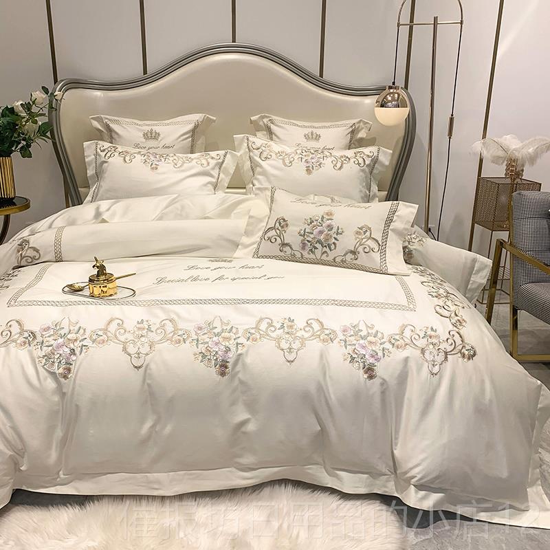 正品意大利高精密10S马棉四件套0高 轻奢风匹简约端刺绣1.8米床上