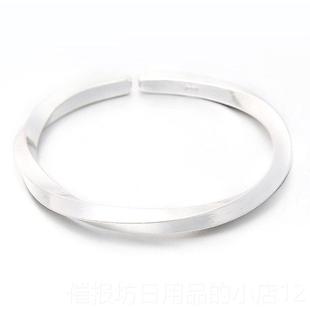 正品纯银手镯999足银侣男女情古法手工白比银手莫乌斯环实心维京