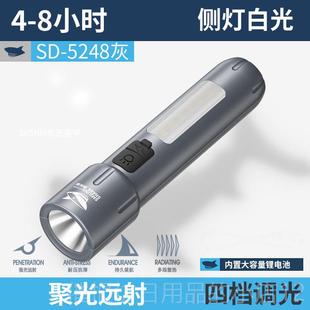 正品迷强你光充手电筒户外便小型超亮变焦小手电携电带侧灯家用照