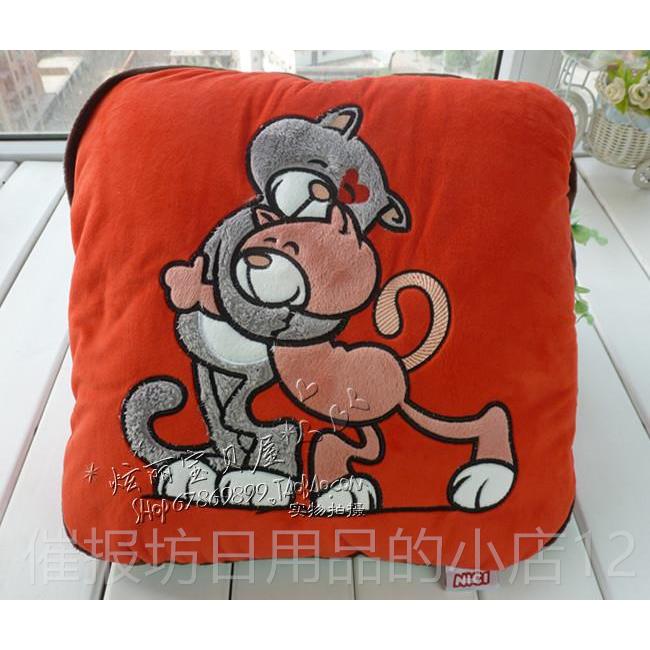 正品夏凉枕抱枕被子空调被抱两用大号毯靠垫毯抱子珊瑚绒车用枕法