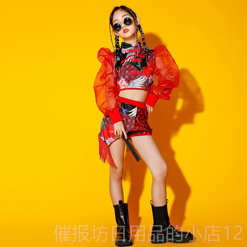 正品女童中国风蹈演出服装新款儿走童模舞特T台秀6爵士演舞国潮表