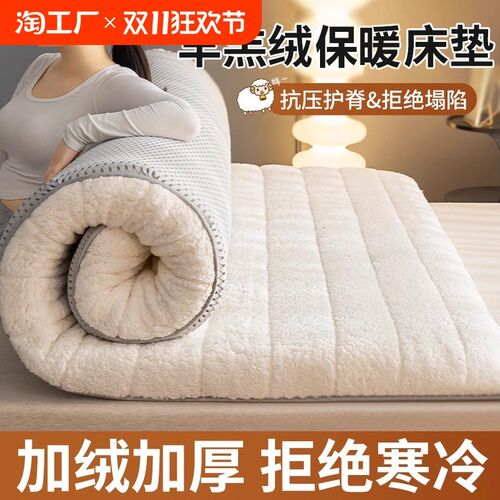 加厚羊羔绒床垫软垫家用床褥子保暖冬季学生宿舍单人租房专用垫被