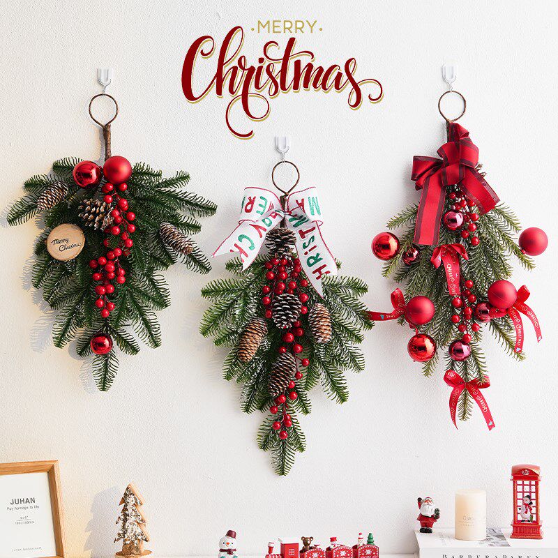 圣诞节装饰品花环挂件圣诞树花圈挂饰门挂场景布置店铺吊饰道具