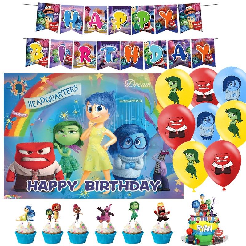 头脑特工队主题生日派对布置背景墙挂布海报拉旗气球蛋糕插牌装饰,节庆用品/礼品,节日装扮用品,淘宝优惠券,粉丝福利购,淘宝优惠卷