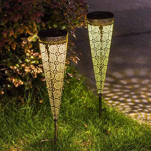 太阳能铁艺锥形插地草坪灯 太阳能庭院装饰灯 Solar Light Lawn