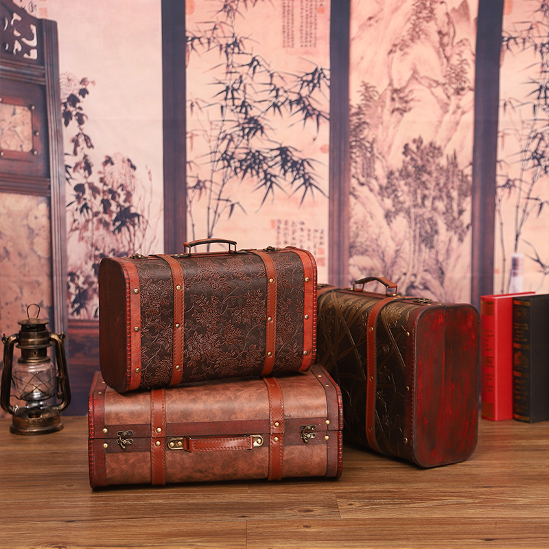 复古手提箱摆件家居收纳皮箱老式客厅酒柜装饰品橱窗陈列拍摄道具