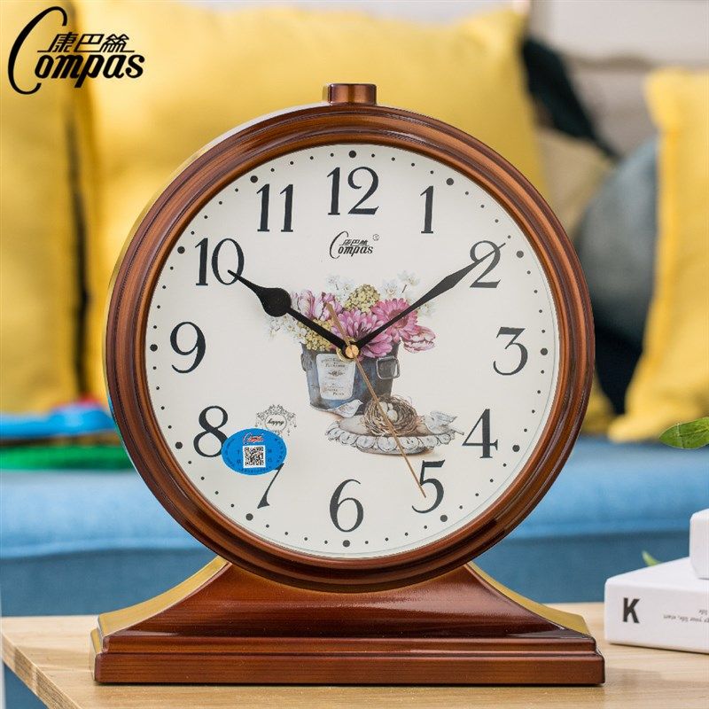 康巴丝座钟家用台式客厅创意欧式复古静音桌面电子大号老式摆件表,家居饰品,挂钟,淘宝优惠券,粉丝福利购,淘宝优惠卷