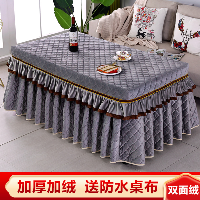 电炉罩烤火桌子罩长方形加厚加暖绒冬季电暖炉罩新款烤火架套裙摆