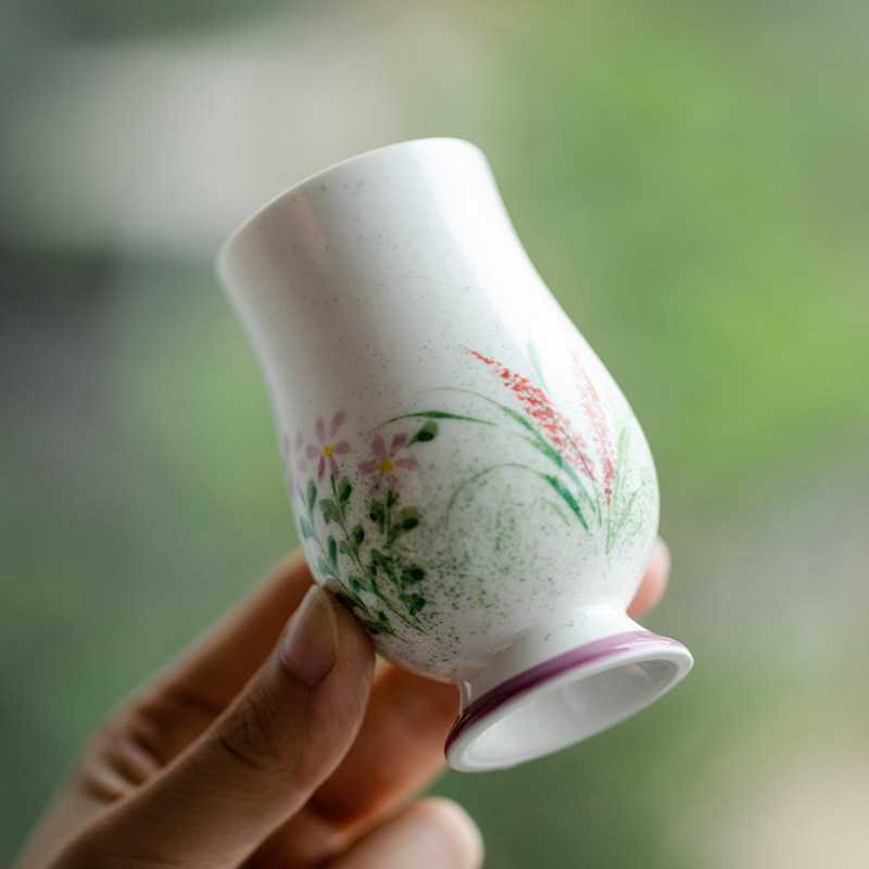 观策器隐纯手绘芦苇洒绿大度高足杯茶杯功夫品茗杯陶瓷闻香主人杯,餐饮具,茶杯,淘宝优惠券,粉丝福利购,淘宝优惠卷