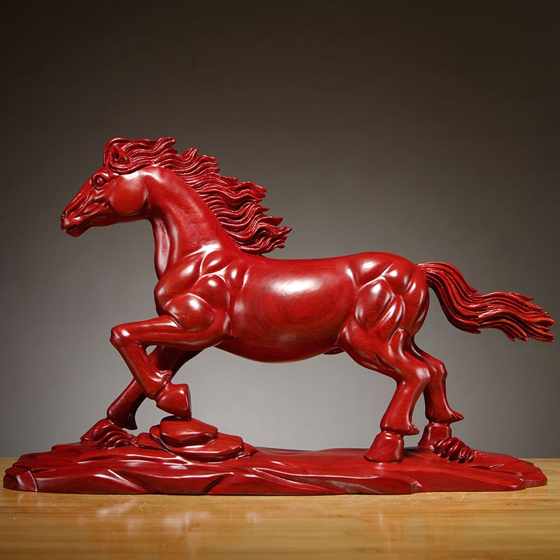 木雕马摆件十二生肖木马到成功家居客厅办公室装饰工艺品开业送礼