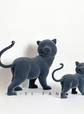 一匚 现代简约卡通植绒动物摆件 样板间售楼处客厅书房桌面装饰品