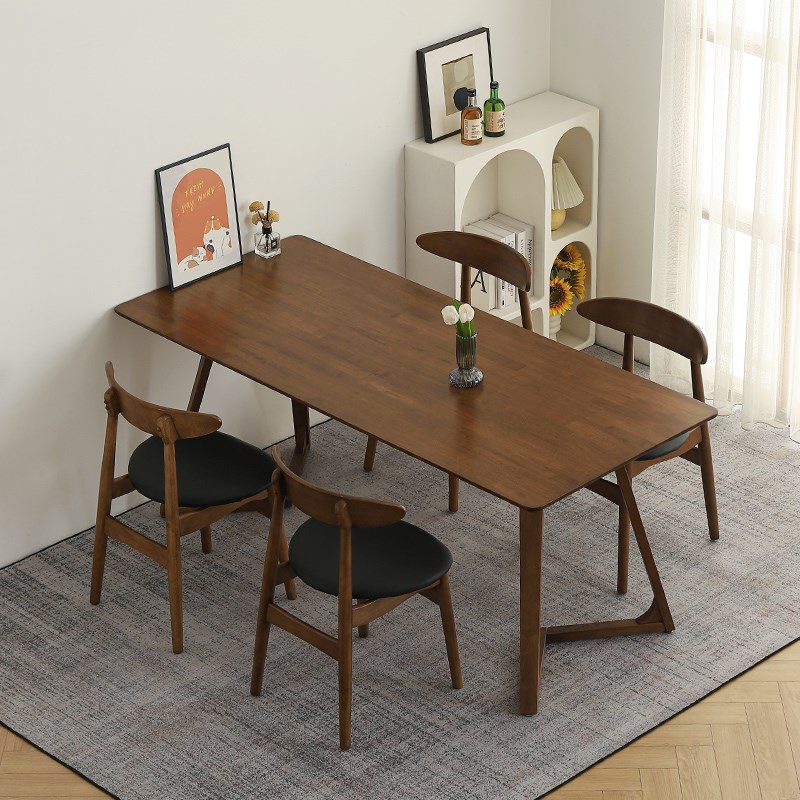 现代简约风长方形实木桌子家用小户型靠墙客餐厅桌椅洽谈会客长桌