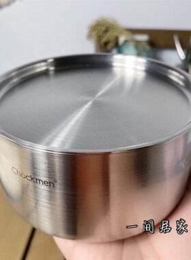 厚重控必入18/10不锈钢带盖碗蒸蛋碗平底调料罐儿童厚碗炖盅蒸碗