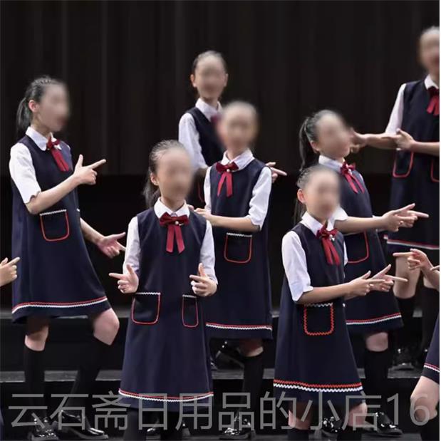 高档六一儿童合唱服装演出女服男童礼服中生小学诵表演朗纱裙大合