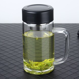 辰州带把手玻璃杯大容量单层加厚底泡茶杯耐高温耐热办公室水杯