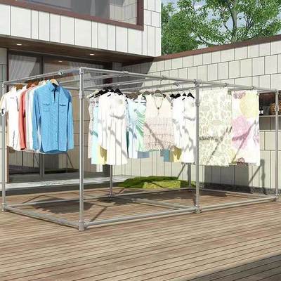 镀锌钢管晾衣架室外阳台晒被架防风稳固四方爬藤瓜果棚架遮阳棚