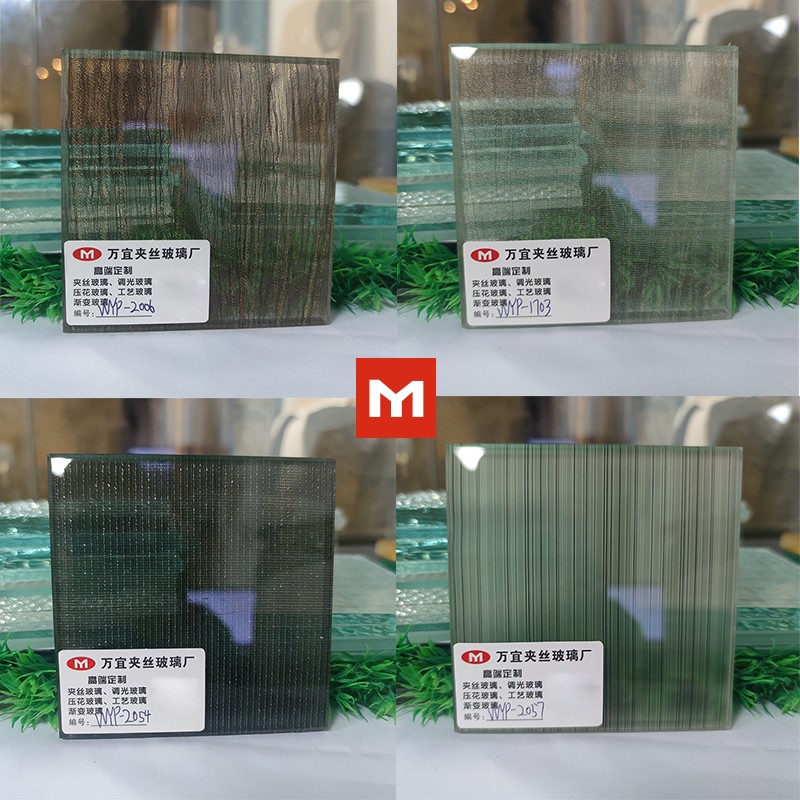 艺术玻璃夹丝夹胶隔断背景墙屏风不透线条花纹压花工艺钢化渐变