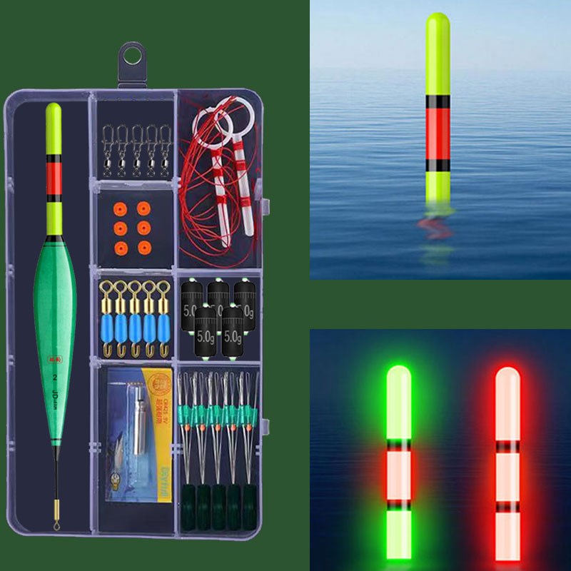 新款路亚远投浮钓线组配件矶钓变色夜光滑漂套装钓鱼漂全套一整套