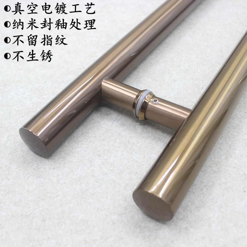 玻璃门拉手加厚不锈钢圆管玫瑰金推拉有框无框门木门大门把手黑色