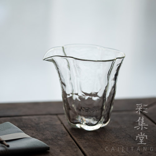 彩集堂 冰纹加厚玻璃公道杯 大口耐热分茶器茶海高档透明茶具匀杯