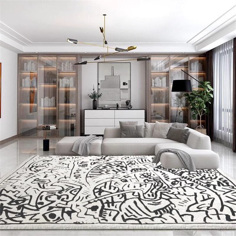 儿童涂鸦卡通可爱加厚短毛绒客厅茶几地毯卧室床边衣帽间地垫家用