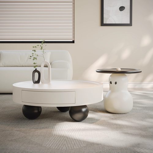 极简雪人圆形茶几组合
