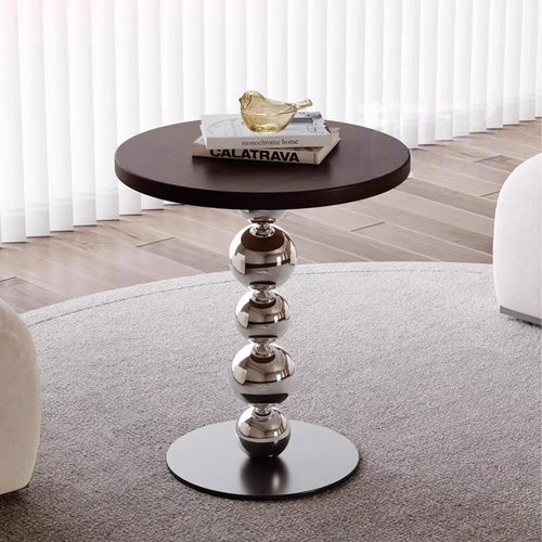 中古风樱桃木实木小圆茶几