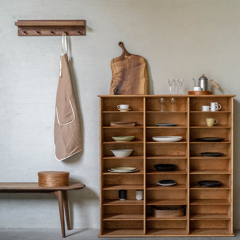 山隐造物卜落壁挂置物柜壁柜上墙书架黑胡桃樱桃原实木展示杂志架