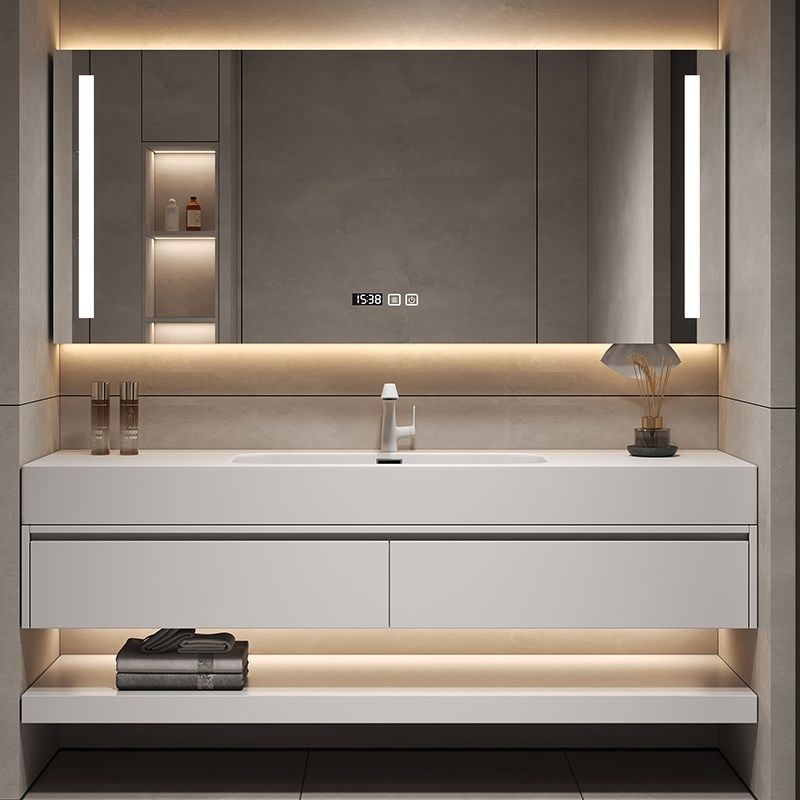 可丽耐一体盆浴室柜组合现代简约卫生间岩板洗漱台洗手池洗脸盆柜