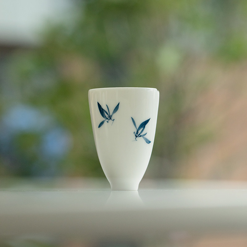拓土纯手绘蝴蝶兰花陶瓷茶杯家用品茗杯主人杯功夫闻香杯聚香杯子