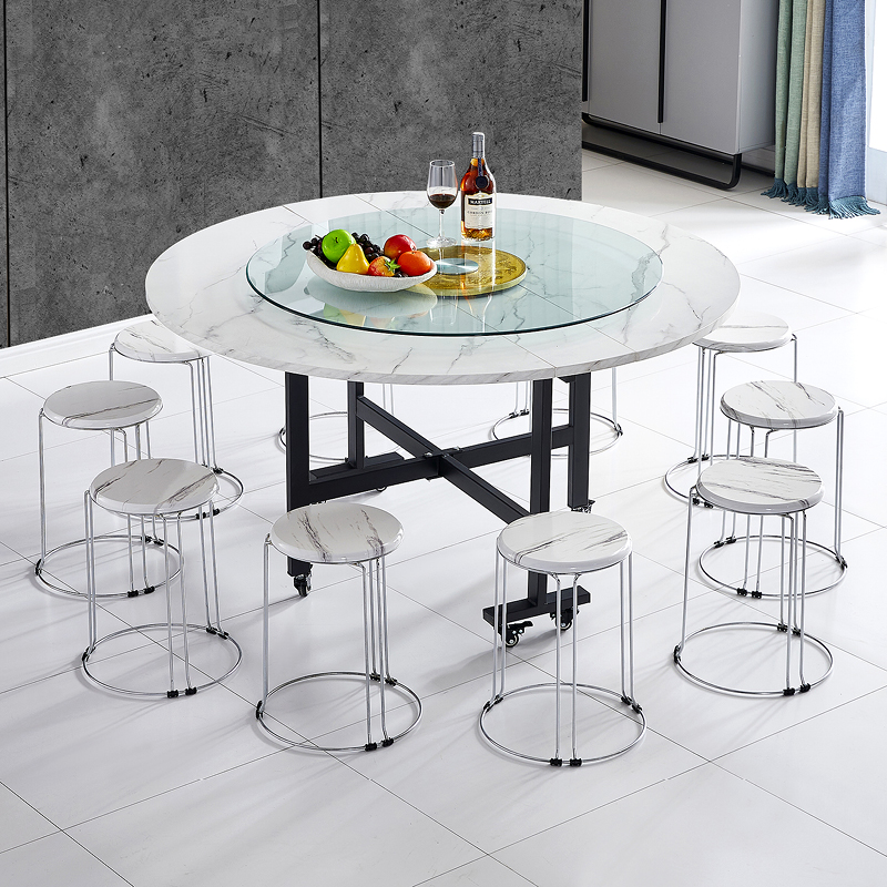 折叠桌餐桌家用多功能桌子省空间可折叠餐桌8-10人吃饭桌子大圆桌