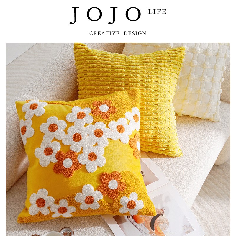JOJOS L. PD.ace.奶油色南瓜客厅沙发抱枕套花朵靠枕靠垫  王牌
