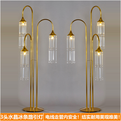 新款婚庆道具3头水晶冰条路引灯婚礼T台发光路引装饰道具引路摆件