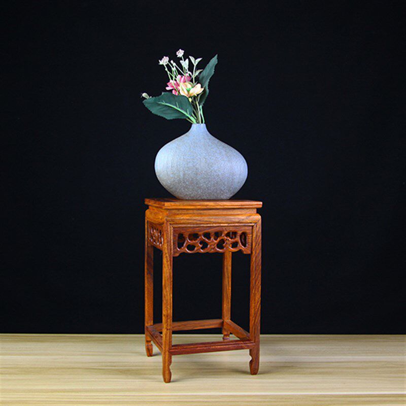 花梨木小花架底座客厅玄关装饰木架子花瓶奇石摆件盆景底座木垫子