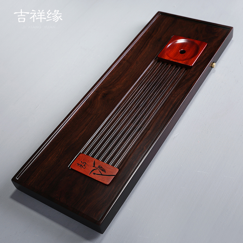 鸡翅木茶盘黑檀木整块实木单层排水中小号茶海功夫茶具花梨木茶台