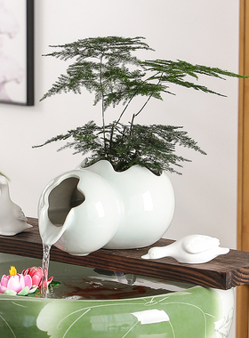 循环流水陶罐生态缸古法养鱼庭院造景摆件室内增氧过滤diy配件