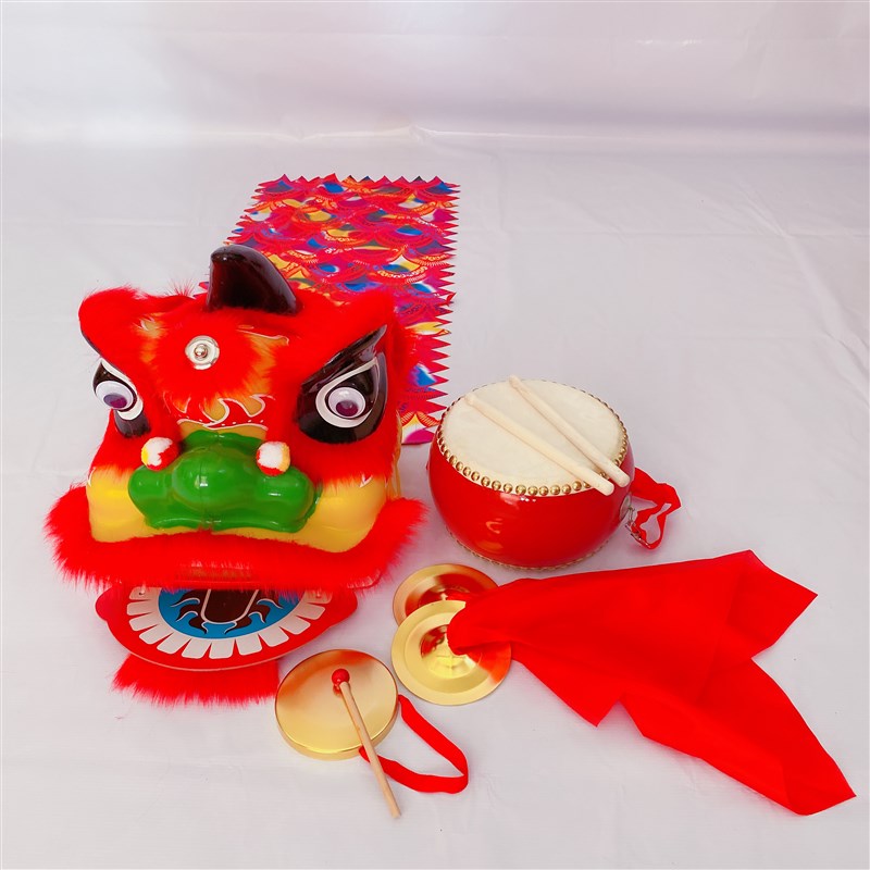 塑料新款儿童舞狮子头道具醒狮表演舞狮头整小孩装舞龙