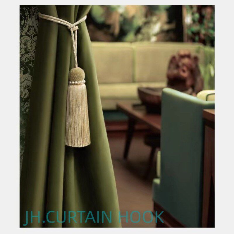 简约法式奶油风可调节窗帘绑带免打孔流苏无固定点挂球绑绳扎束带
