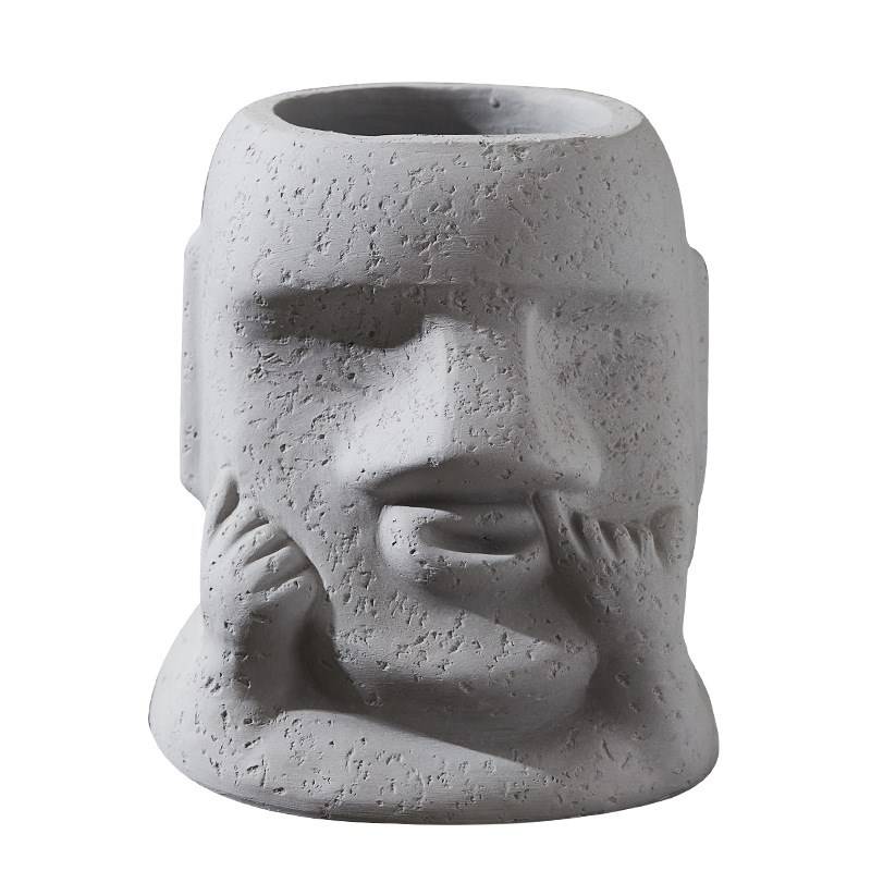 人像花盆家用客厅摆件阳台桌面多肉植物盆栽创意个性卡通水泥笔筒