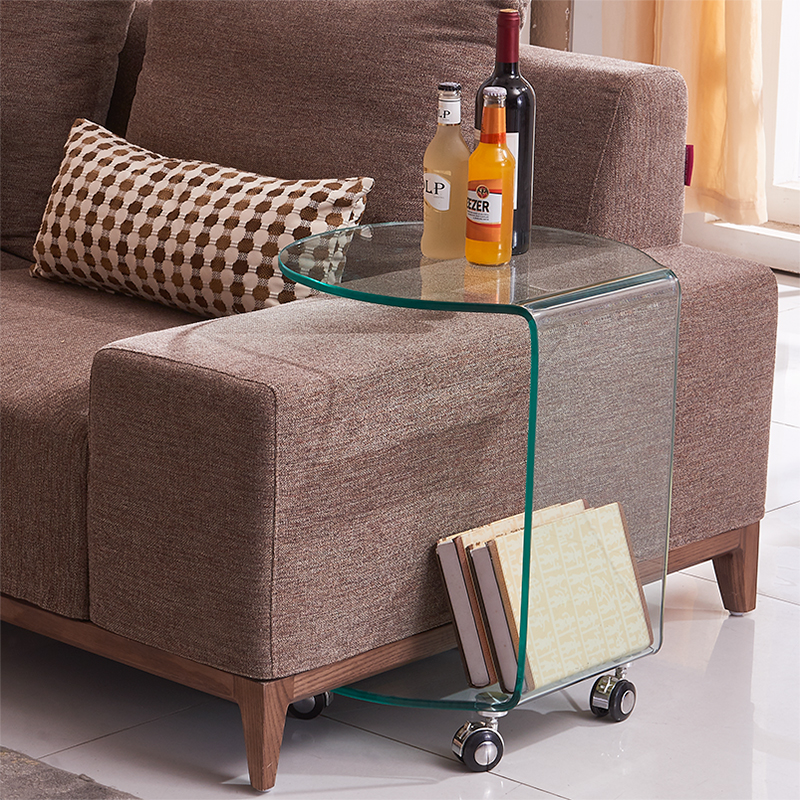 小茶几边几边柜移动简约迷你桌子方桌沙发柜客厅卧室带轮 C形边桌
