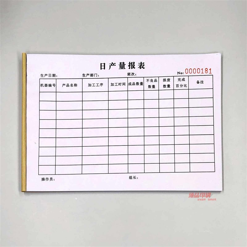 工厂车间员工岗位产量记录表生产日报表班组计件单产能记录表定制