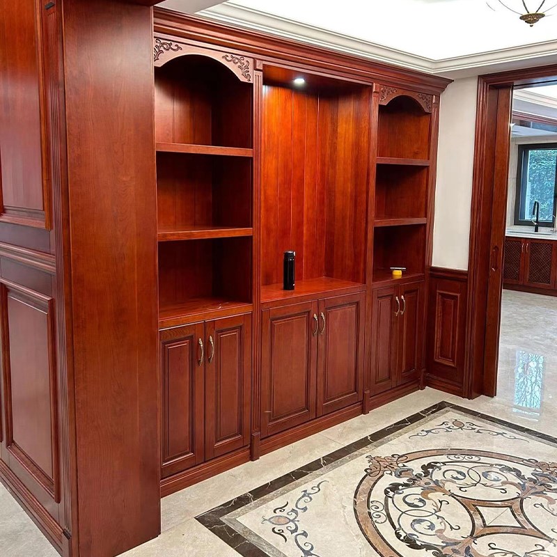 北美樱桃木实木烤漆护墙板电视沙发床头背景墙门工厂全屋定制