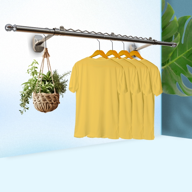 沛晴 离墙晾衣架打孔不锈钢管晒衣架阳台防风凉衣杆室内晒被杆子