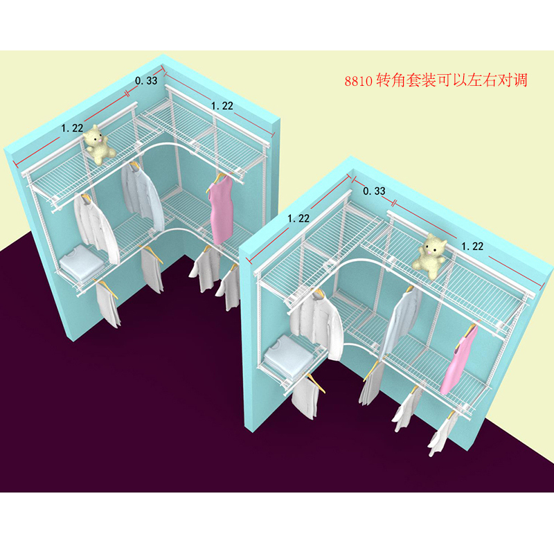 8810转角模块B款 1.55+1.22米 阁室美线型层架衣柜衣帽间