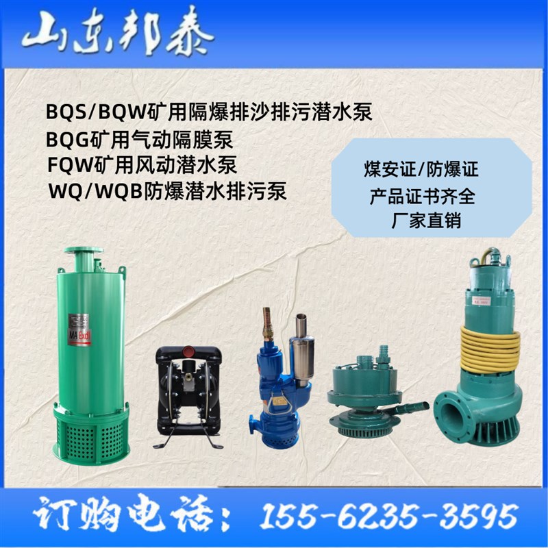BQG矿用气动隔膜泵WQB防爆潜水排污泵BQS隔爆排沙排污泵FQW风动泵