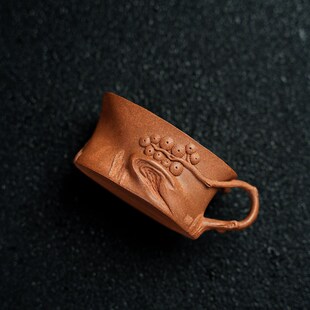 紫砂老段泥泥茶杯 设计款 85c?c型体精巧莲子泡茶杯 松韵杯