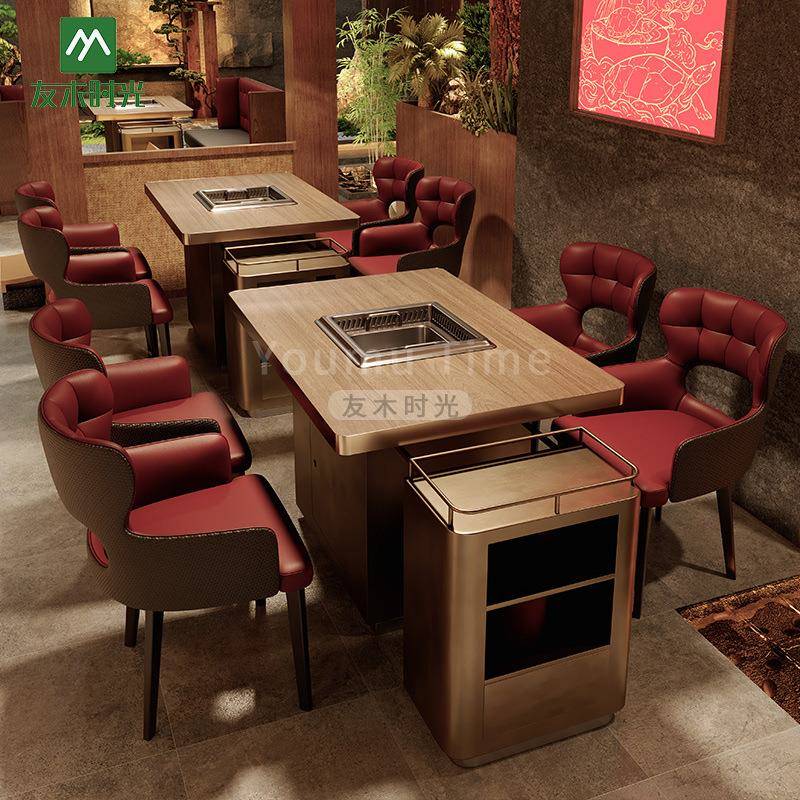 新中式连锁餐厅饭店餐桌椅湘菜馆自助餐厅卡座沙发烤肉火锅店桌椅