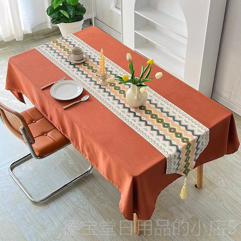 正品欧轻奢高级感北餐桌布艺简套装棉麻方小清新约现代长形桌布桌